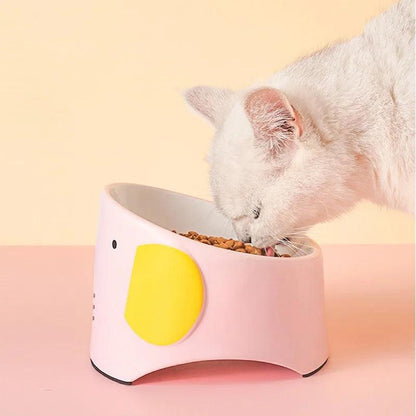 Pet Ceramic Cat Bowl to Protect the Cervical Spine Oblique Mouth to Prevent Overturning Food Rice Bowl Elephant Ceramic Dog Bowl - Lily Depot