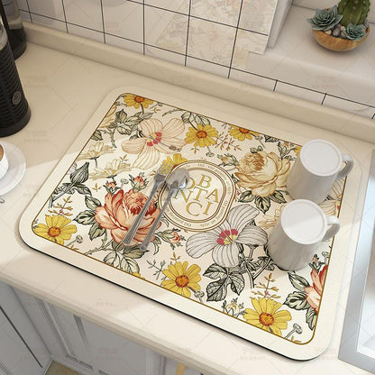 Mat Super Absorbent Kitchen Absorbent Mat Antiskid Draining Coffee Dish Drying Mat Quick Dry Bathroom Drain Pad Tableware Mat - Lily Depot