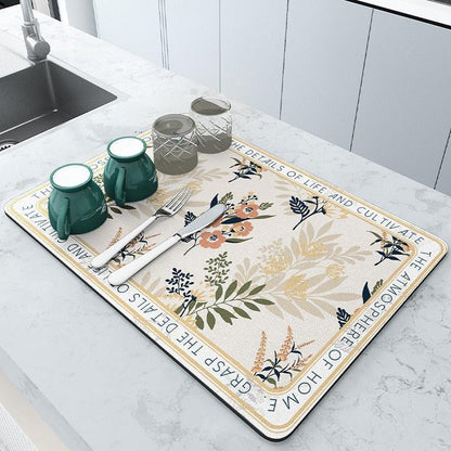 Mat Super Absorbent Kitchen Absorbent Mat Antiskid Draining Coffee Dish Drying Mat Quick Dry Bathroom Drain Pad Tableware Mat - Lily Depot