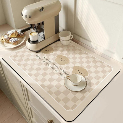 Mat Super Absorbent Kitchen Absorbent Mat Antiskid Draining Coffee Dish Drying Mat Quick Dry Bathroom Drain Pad Tableware Mat - Lily Depot