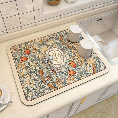 Mat Super Absorbent Kitchen Absorbent Mat Antiskid Draining Coffee Dish Drying Mat Quick Dry Bathroom Drain Pad Tableware Mat - Lily Depot