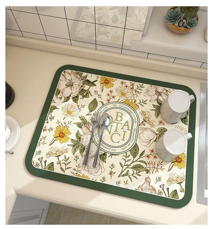 Mat Super Absorbent Kitchen Absorbent Mat Antiskid Draining Coffee Dish Drying Mat Quick Dry Bathroom Drain Pad Tableware Mat - Lily Depot