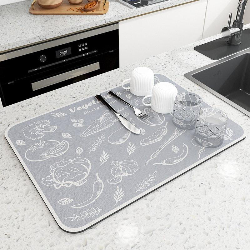 Mat Super Absorbent Kitchen Absorbent Mat Antiskid Draining Coffee Dish Drying Mat Quick Dry Bathroom Drain Pad Tableware Mat - Lily Depot