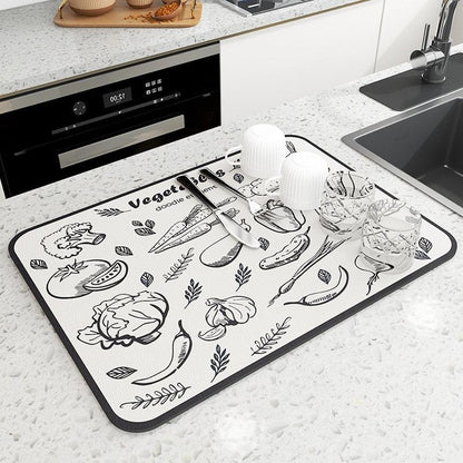 Mat Super Absorbent Kitchen Absorbent Mat Antiskid Draining Coffee Dish Drying Mat Quick Dry Bathroom Drain Pad Tableware Mat - Lily Depot