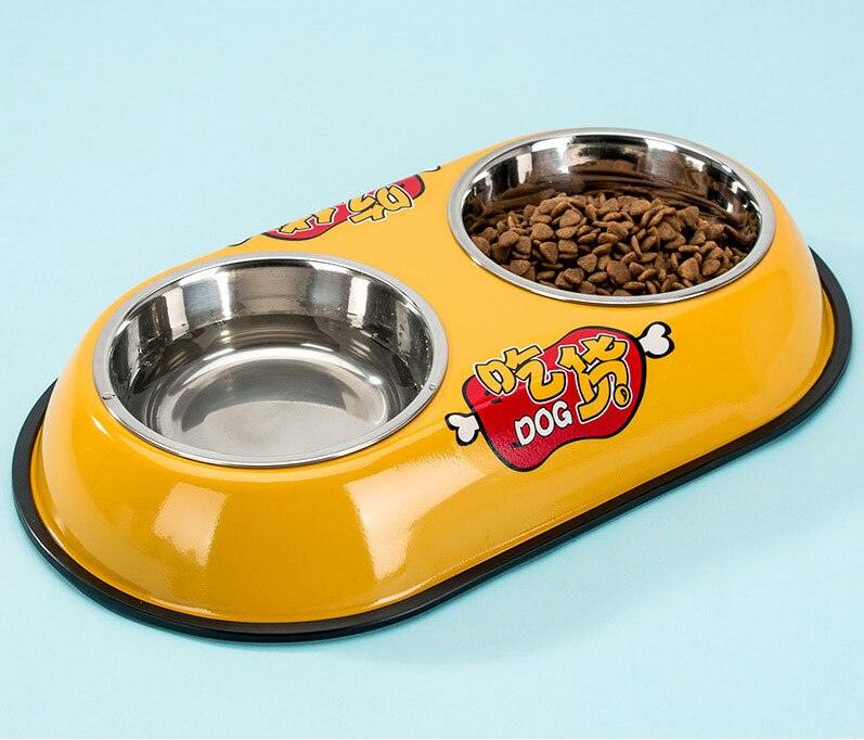 Pet Feeding Bowl Stainless Steel Lined Double Bowl Easy to Clean Bottom Non-Slip Design Dog Bowl Cat Feeding Water Bowl - Lily Depot