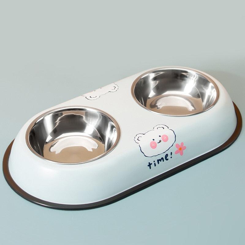 Pet Feeding Bowl Stainless Steel Lined Double Bowl Easy to Clean Bottom Non-Slip Design Dog Bowl Cat Feeding Water Bowl - Lily Depot