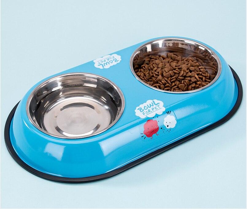 Pet Feeding Bowl Stainless Steel Lined Double Bowl Easy to Clean Bottom Non-Slip Design Dog Bowl Cat Feeding Water Bowl - Lily Depot