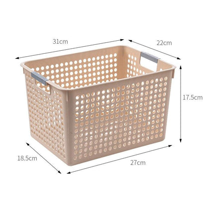 Desk Plastic Hollow Storage Basket Container Bathroom Dirty Laundry Baskets Kitchen Cabinet Organizer for Small Things Toy Box - Lily Depot