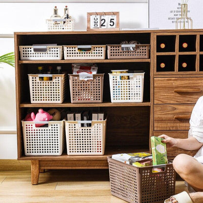Desk Plastic Hollow Storage Basket Container Bathroom Dirty Laundry Baskets Kitchen Cabinet Organizer for Small Things Toy Box - Lily Depot