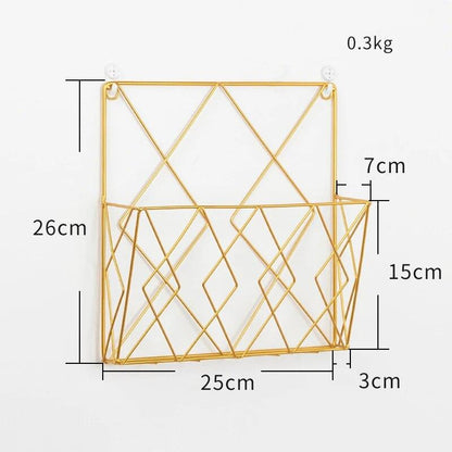 Magazine Storage Rack Living Room Wall Mounted Bookshelf Home Wall Decoration Bedroom Bedside Metal Magazine Organizer - Lily Depot
