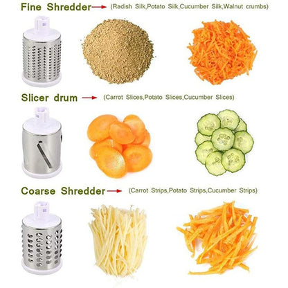 Manual Multi-function Drum Vegetable Chopper Potato Slice Chopper Round Rotate Pressed Vegetable Grinder Peeled Garlic Chopper - Lily Depot