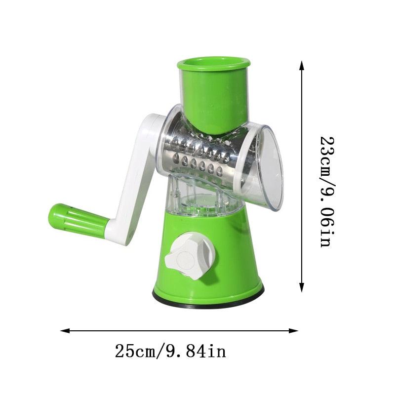 Manual Multi-function Drum Vegetable Chopper Potato Slice Chopper Round Rotate Pressed Vegetable Grinder Peeled Garlic Chopper - Lily Depot