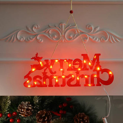 Merry Christmas Letter LED Light Wall Hanging Nightlight Xmas Night Lamp Pendant for 2024 New Year Party Home Room Tree Decor - Lily Depot