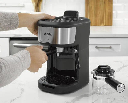 Mr. Coffee® 4-Shot Steam Espresso, Cappuccino, and Latte Maker in Black - Lily Depot