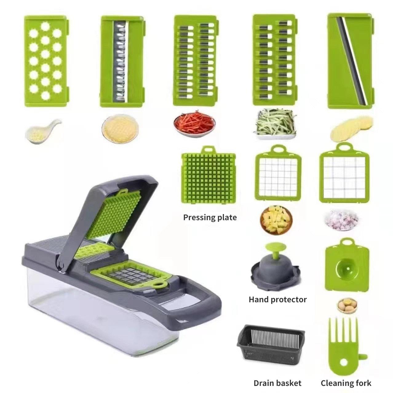 12 in 1 Multifunctional Vegetable Slicer Cutter Shredders Slicer With Basket Fruit Potato Chopper Carrot Grater - Lily Depot