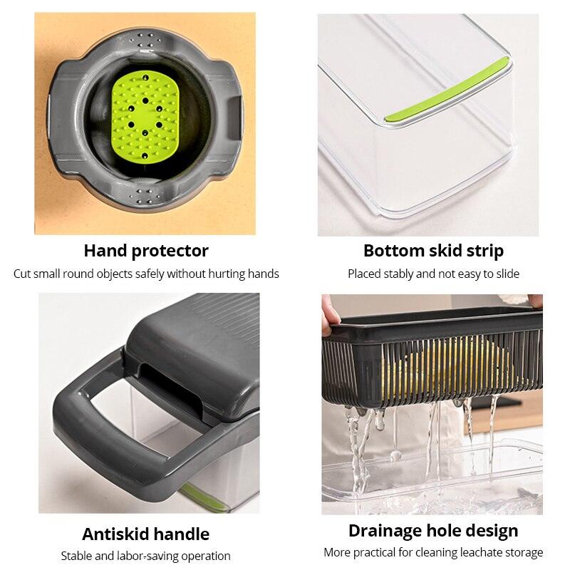 12 in 1 Multifunctional Vegetable Slicer Cutter Shredders Slicer With Basket Fruit Potato Chopper Carrot Grater - Lily Depot