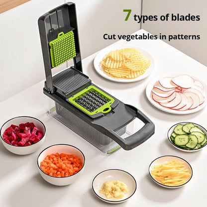 12 in 1 Multifunctional Vegetable Slicer Cutter Shredders Slicer With Basket Fruit Potato Chopper Carrot Grater - Lily Depot