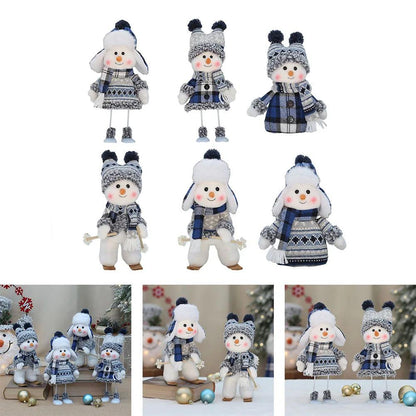 New Blue Christmas Snowman Dolls Plush Swinging Skiing Doll Figurine Toys Christmas Tree Ornaments New Year Xmas Gift - Lily Depot