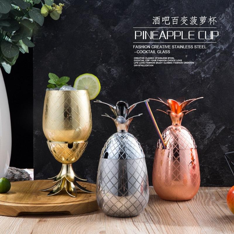 Pineapple Cocktail 500ml Cup Moscow Mule stainless steel pineapple cup metal copper Cup creative personalized Cocktail Cup - Lily Depot