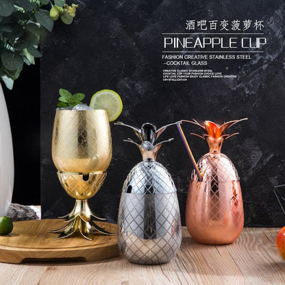 Pineapple Cocktail 500ml Cup Moscow Mule stainless steel pineapple cup metal copper Cup creative personalized Cocktail Cup - Lily Depot