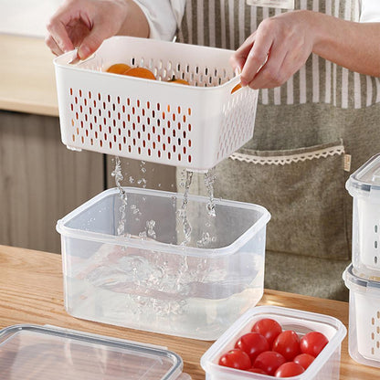 Refrigerator Storage Box Fridge Organizer Fresh Vegetable Fruit Boxes Drain Basket Storage Containers Pantry Kitchen Organizer - Lily Depot