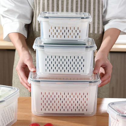 Refrigerator Storage Box Fridge Organizer Fresh Vegetable Fruit Boxes Drain Basket Storage Containers Pantry Kitchen Organizer - Lily Depot