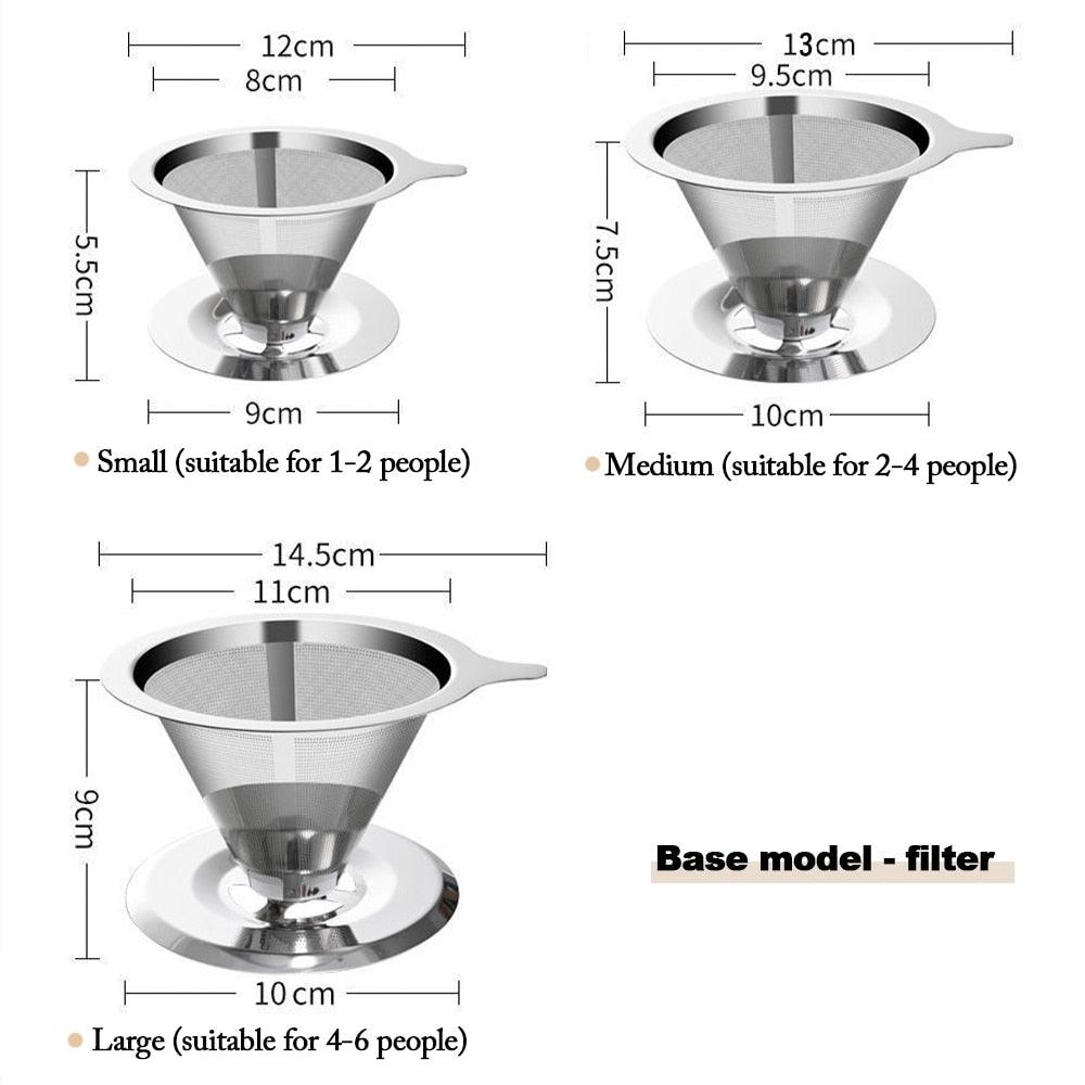 Reusable Double Layer 304 Stainless Steel Coffee Filter Holder Pour Over Coffees Dripper Mesh Coffee Tea Filter Basket Tools - Lily Depot