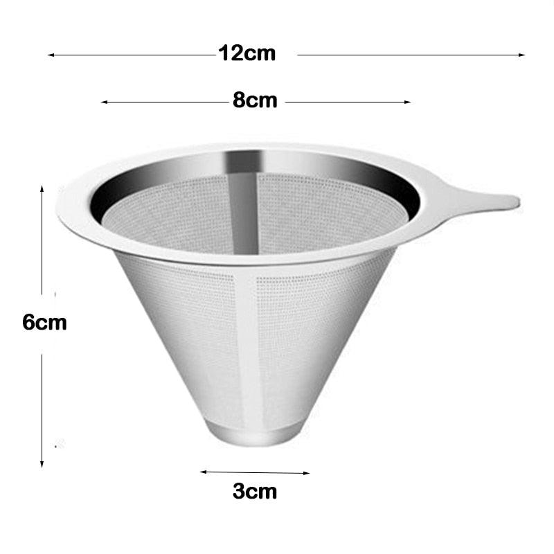 Reusable Double Layer 304 Stainless Steel Coffee Filter Holder Pour Over Coffees Dripper Mesh Coffee Tea Filter Basket Tools - Lily Depot