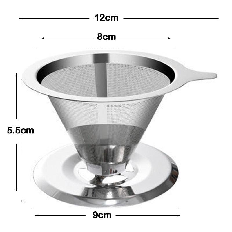 Reusable Double Layer 304 Stainless Steel Coffee Filter Holder Pour Over Coffees Dripper Mesh Coffee Tea Filter Basket Tools - Lily Depot