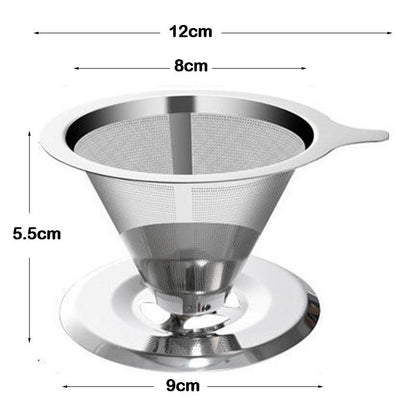 Reusable Double Layer 304 Stainless Steel Coffee Filter Holder Pour Over Coffees Dripper Mesh Coffee Tea Filter Basket Tools - Lily Depot