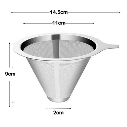Reusable Double Layer 304 Stainless Steel Coffee Filter Holder Pour Over Coffees Dripper Mesh Coffee Tea Filter Basket Tools - Lily Depot