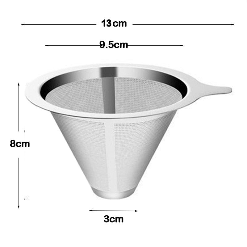 Reusable Double Layer 304 Stainless Steel Coffee Filter Holder Pour Over Coffees Dripper Mesh Coffee Tea Filter Basket Tools - Lily Depot