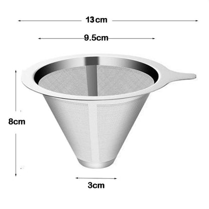 Reusable Double Layer 304 Stainless Steel Coffee Filter Holder Pour Over Coffees Dripper Mesh Coffee Tea Filter Basket Tools - Lily Depot