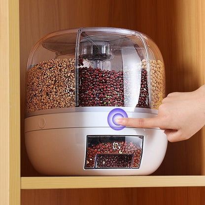 Rotating Rice Dispenser Sealed Moistureproof Cereal Grain Bucket Dispenser Surplus Visible Kitchen Food Container Storage Box - Lily Depot