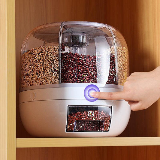 Rotating Rice Dispenser Sealed Moistureproof Cereal Grain Bucket Dispenser Surplus Visible Kitchen Food Container Storage Box - Lily Depot
