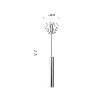 Semi-Automatic Egg Beater 304 Stainless Steel Egg Whisk Manual Hand Mixer Self Turning Egg Stirrer Kitchen Egg Tools - Lily Depot