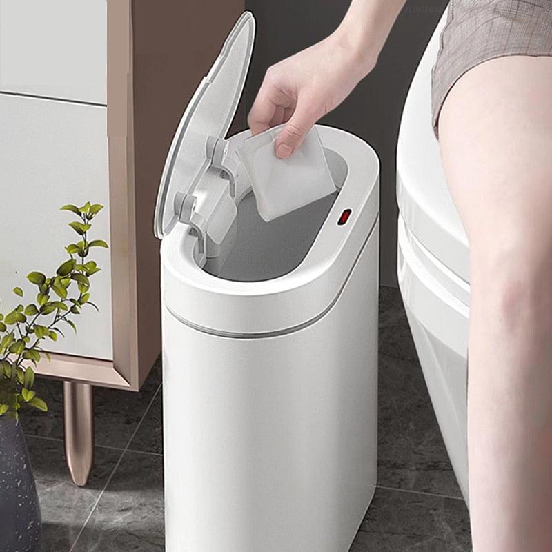 Smart Sensor Trash Can Electronic Automatic Bathroom Toilet Household Waterproof Narrow Seam Storage Bucket Smart Home Trash Bin - Lily Depot