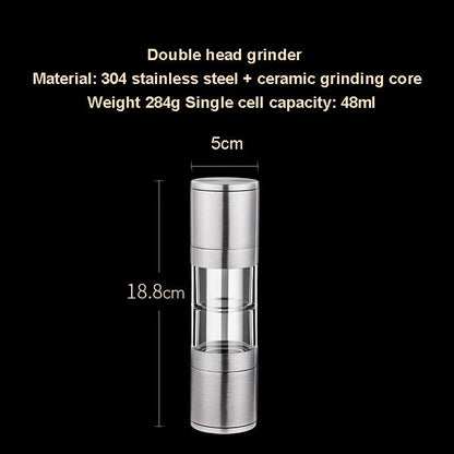 Stainless steel Double head salt and pepper grinder machine pulverizer shakers spice jar condiment bottle pepper grain mill - Lily Depot