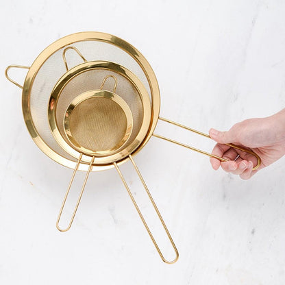 Stainless Steel Fine Mesh Oil Strainer Golden Flour Sifter Sieve Colanders Flour Coffee Mesh Filter Baking Tools Kitchen Bakware - Lily Depot