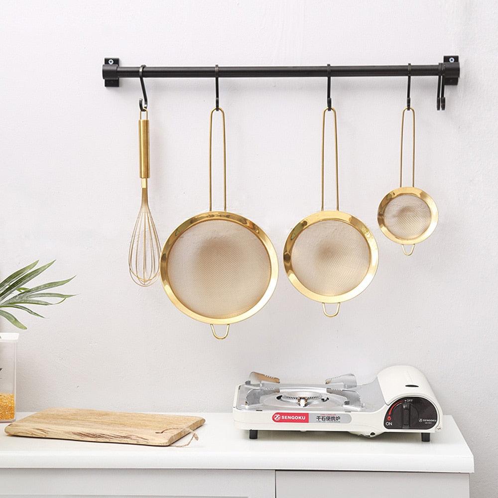 Stainless Steel Fine Mesh Oil Strainer Golden Flour Sifter Sieve Colanders Flour Coffee Mesh Filter Baking Tools Kitchen Bakware - Lily Depot