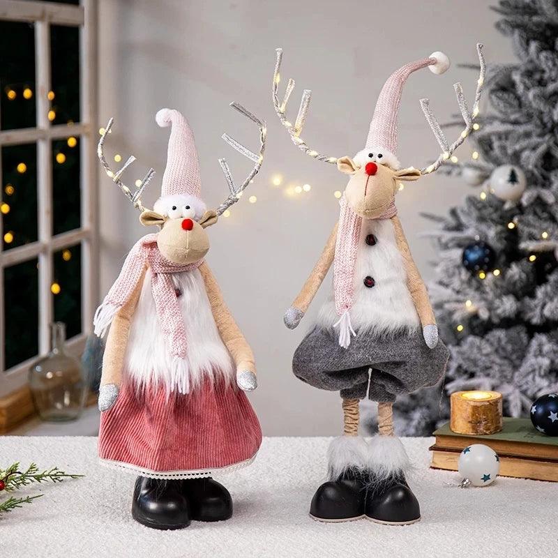 Standing Elk Doll with Lights 2023 Christmas Gift for Kids Christmas Elk Dolls Reindeer Navidad Ornaments Christmas Home Decors - Lily Depot