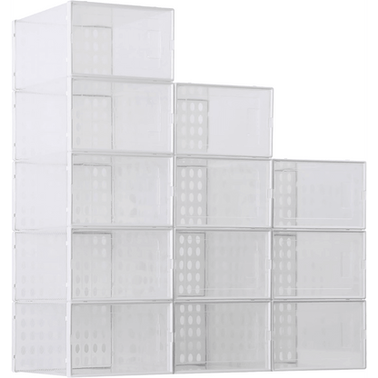 Suptsifira Shoe storage box, 12 Packs Shoe Boxes Clear Plastic Stackable,Shoes Sneaker Container Storage Boxds f - Lily Depot