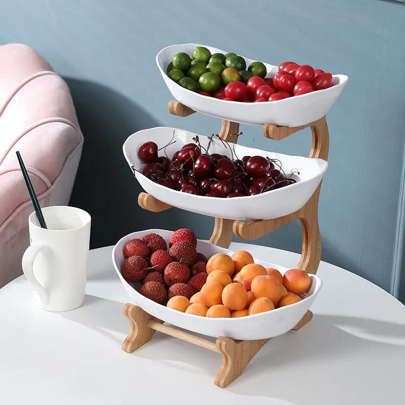 Table Plates For Serving Plates Dinnerware Wooden Partitioned Dish Snack Candy Cake Stand Bowl Food Fruit Plates Set Tableware - Lily Depot