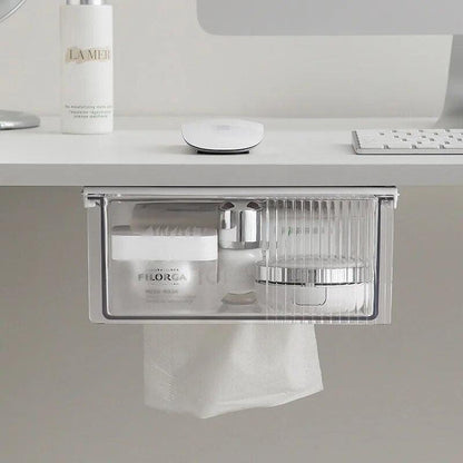 Transparent Underdesk Drawer Office Under Desk Storage Box Punch-Free Large Capacity Storage Drawer Multifunctional Tissue Box - Lily Depot