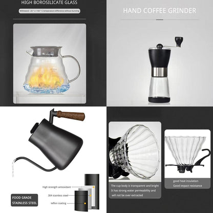 Travel Hand Coffee Pot Set Hand Coffee Gift Box Grinder Electronic Scale Stainless Steel Hand Pot Coffee Cup Set - Lily Depot