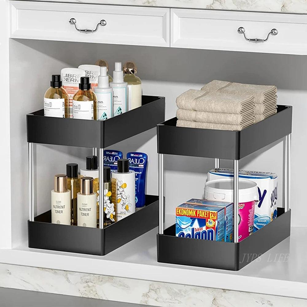 Under Sink Storage Organizer 2 Tier Drawer Multipurpose Rack Cabinet Under Sink Storage Rack Bathroom Kitchen Organizer - Lily Depot