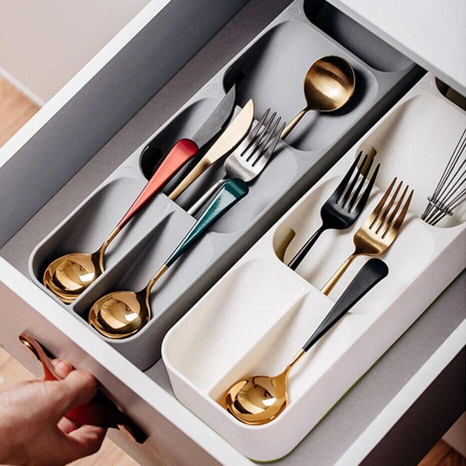 Walfos 5 Compartment Cutlery Rack Cabinet Organizer Cutlery Storage Rack Cutlery Kitchen Seasoning Jar Spice Storage Rack Drawer - Lily Depot