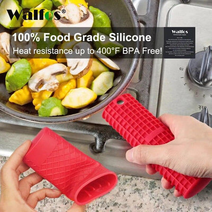 WALFOS Heat Resistant Thick Silicone Pot Holder Kitchen Tool Silicone Non-Slip Pan Handle Mitts Cover Insulation - Lily Depot