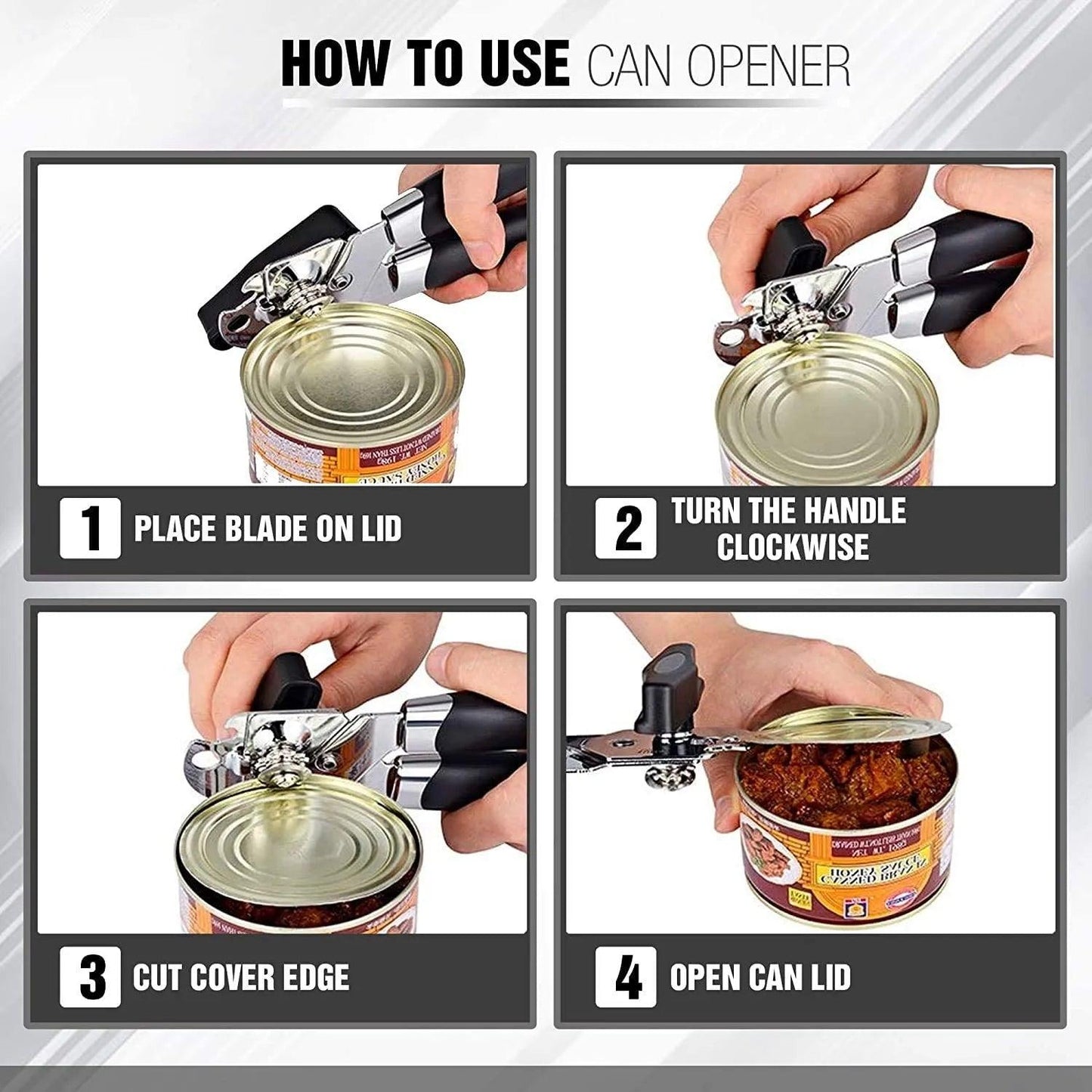 WALFOS Stainless Steel Manual Cans Opener Professional Ergonomic Opener For Cans Side Cut Can Opener Manual - Lily Depot