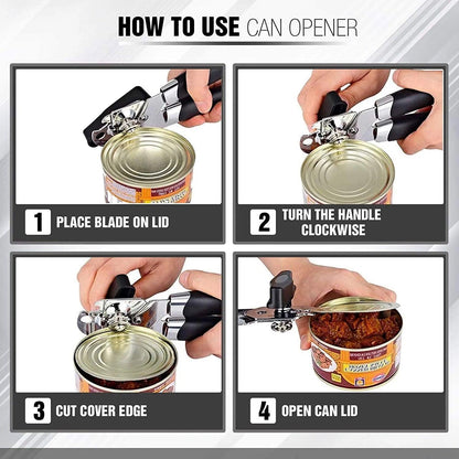 WALFOS Stainless Steel Manual Cans Opener Professional Ergonomic Opener For Cans Side Cut Can Opener Manual - Lily Depot